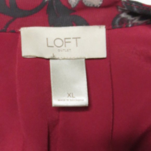 LOFT outlet WOMENS dress MAROON floral PINK sleeveless BURGUNDY shift SIZE XL - Picture 5 of 10
